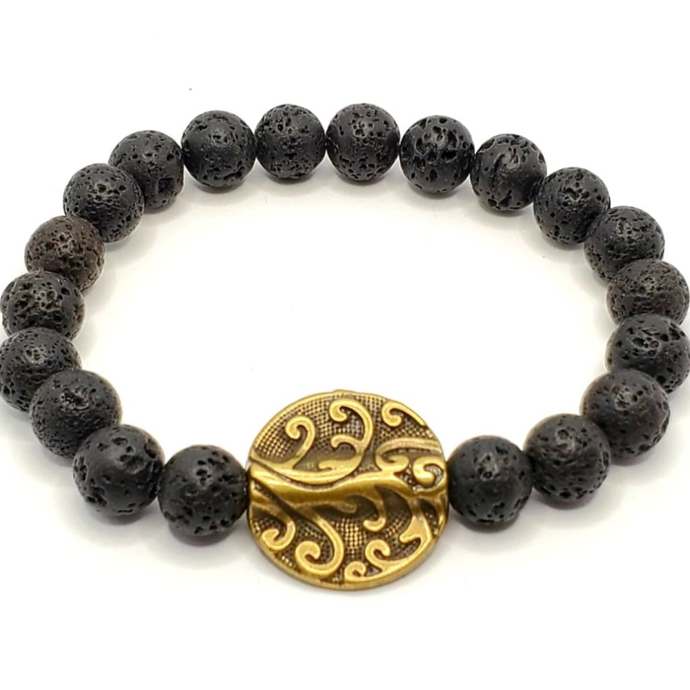 Natural Black Lava Beaded bracelet